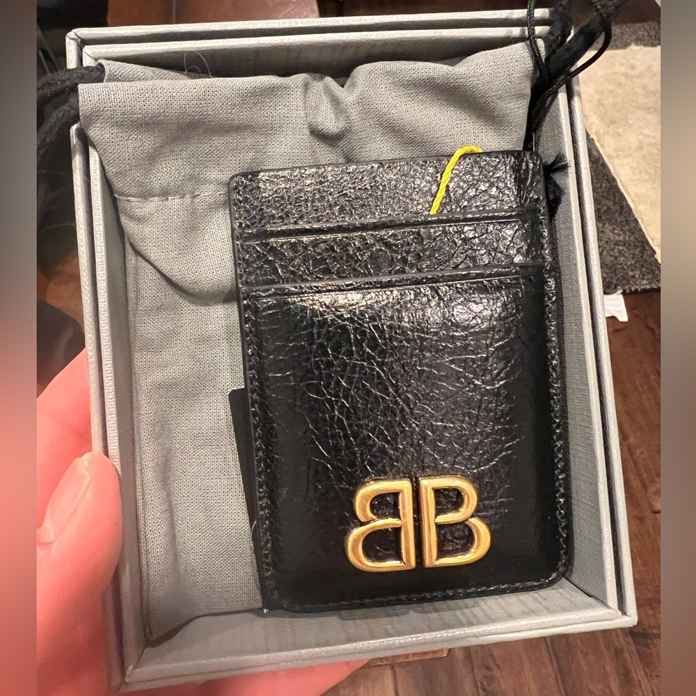 Balenciaga Black Leather Card Holder wallet